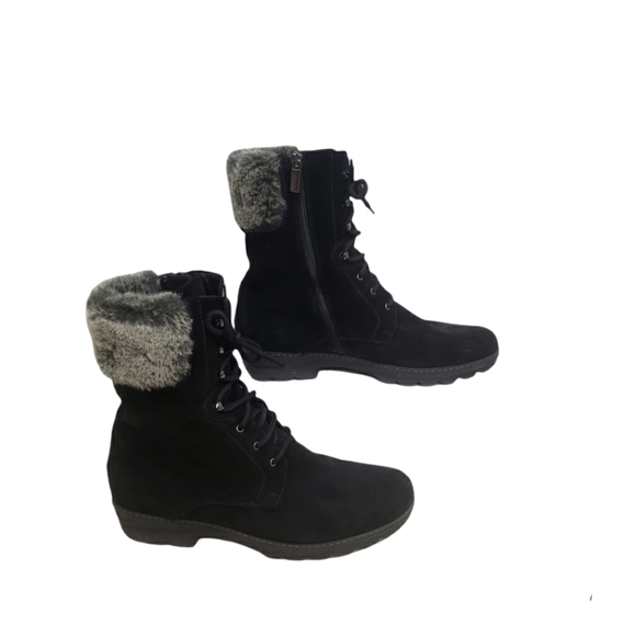 Aquatalia Women's Weatherproof Marvel Fur Trim Lace up Ankle Booties Siz… - Picture 1 of 13